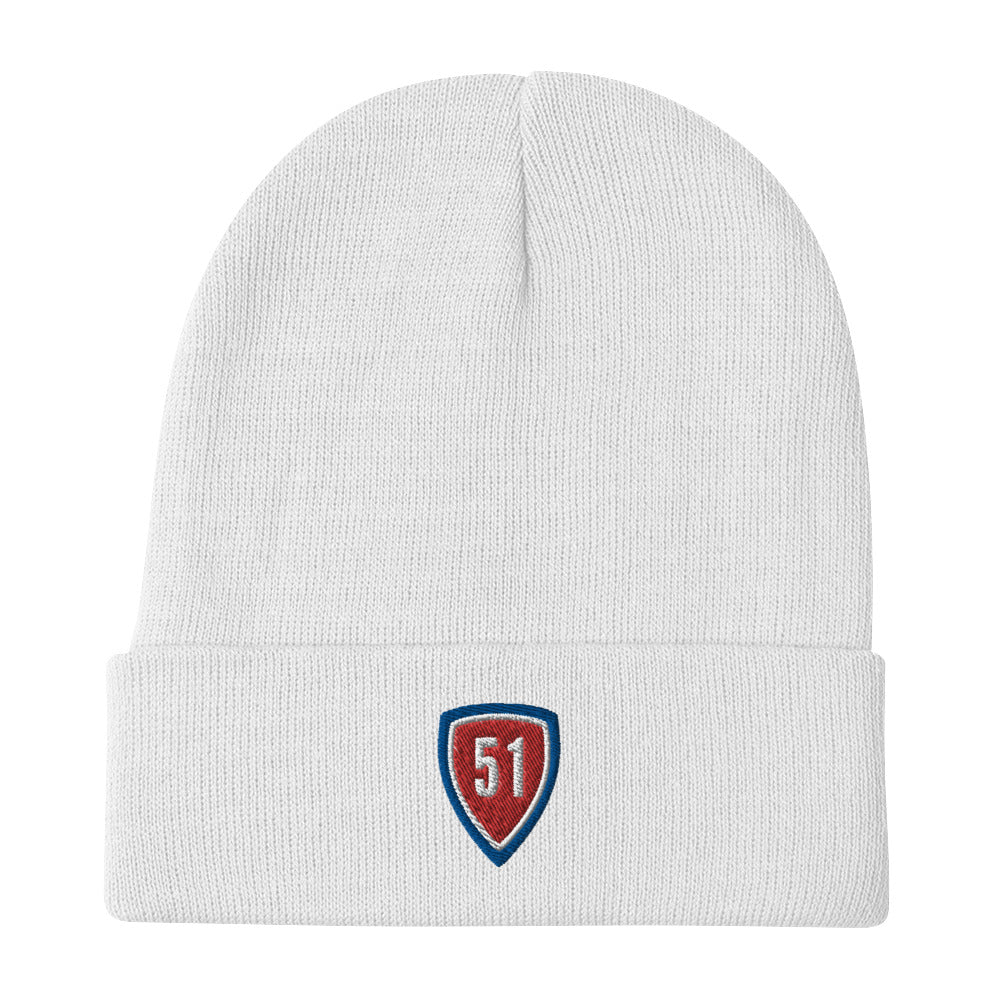 Red/Blue Shield 51 Embroidered Beanie