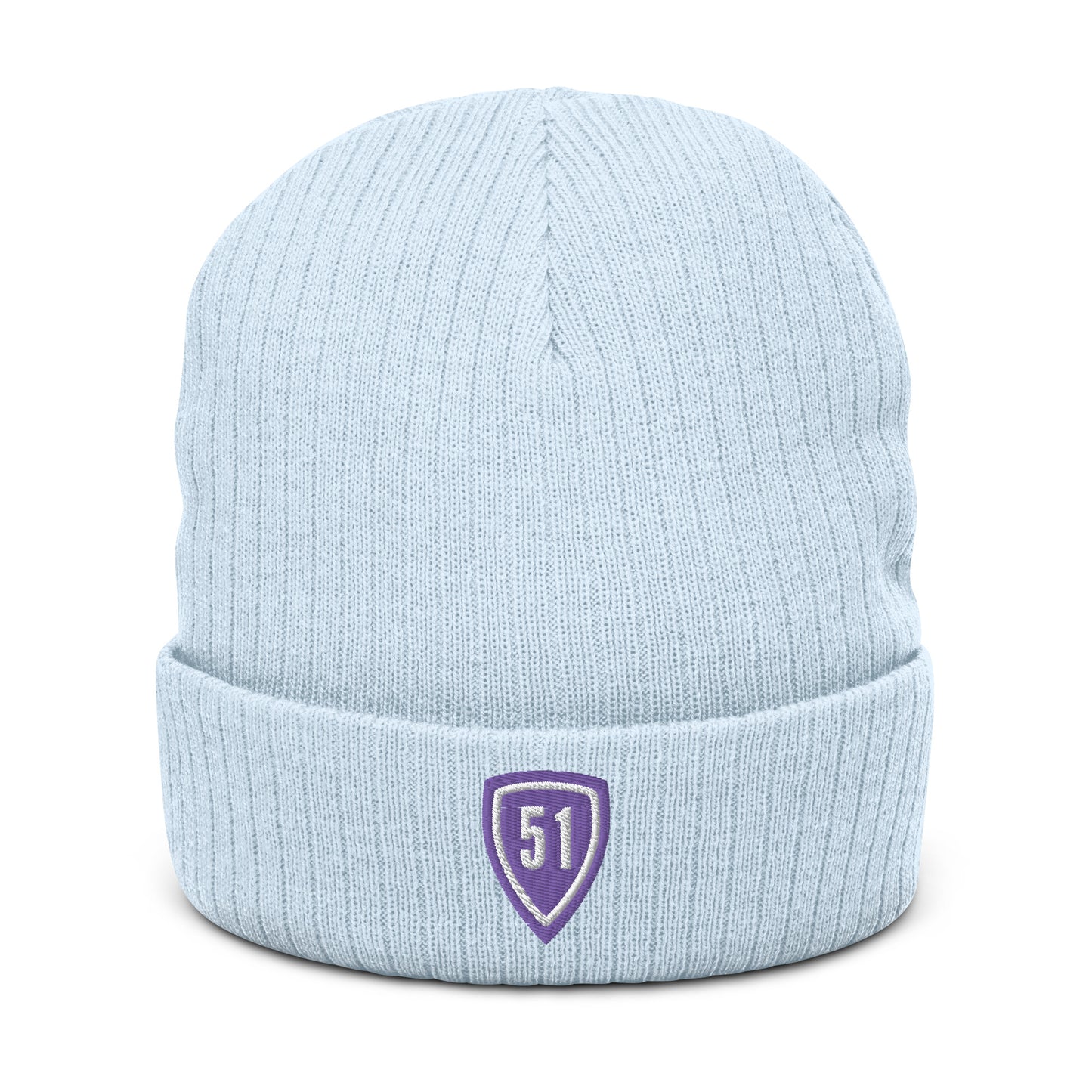 Purple Shield 51 Ribbed knit beanie