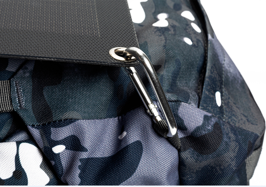 Solar power generation mountaineering backpack. 50L,30W,5V/3A,9V/2A,12V/1.5A, QC2.0/QC3.0 fast charging, 5000 mAh energy storage, YKK zipper, high-end waterproof, 600D polyester