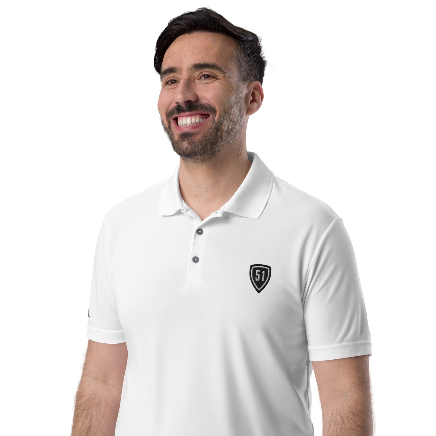 Black/White Shield 51 Logo Adidas performance polo shirt