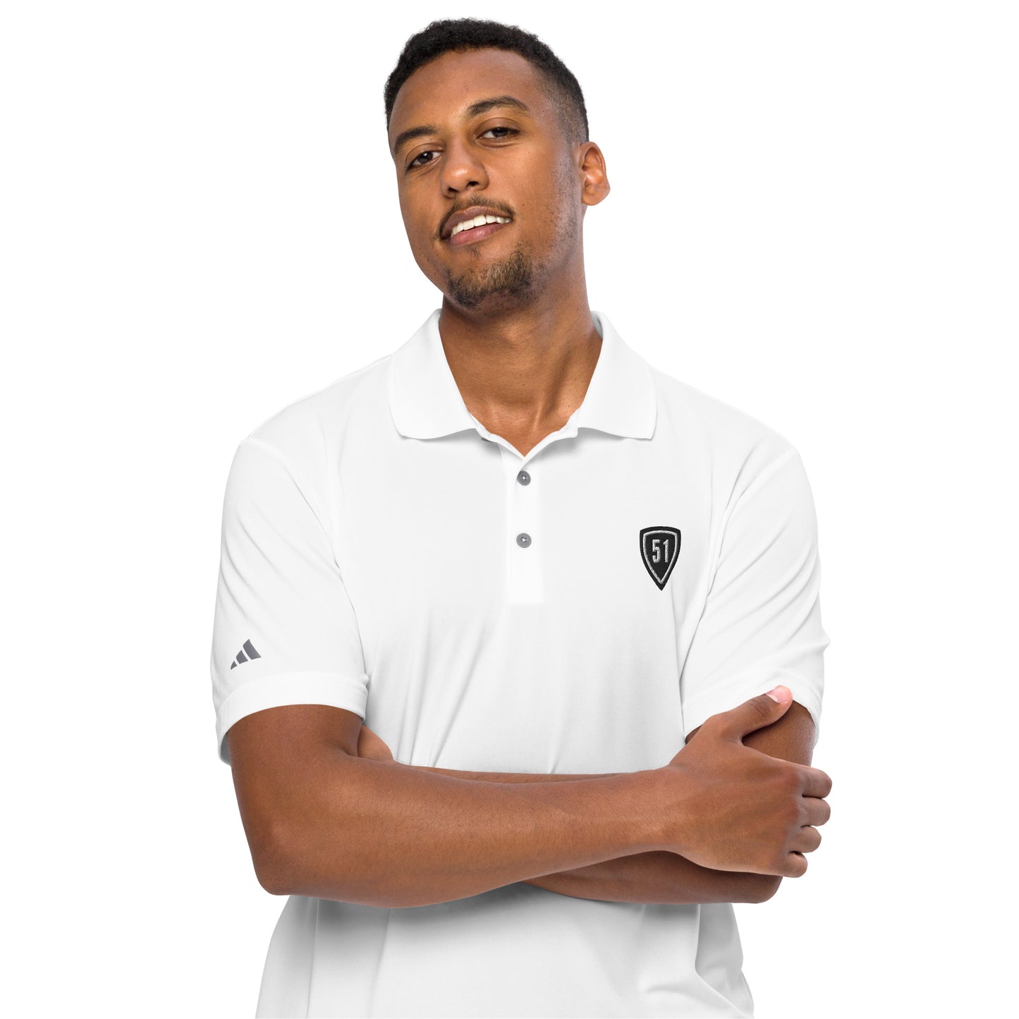 Black/White Shield 51 Logo Adidas performance polo shirt