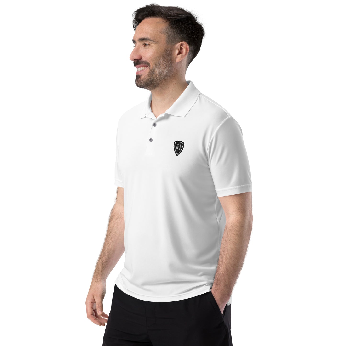 Black/White Shield 51 Logo Adidas performance polo shirt