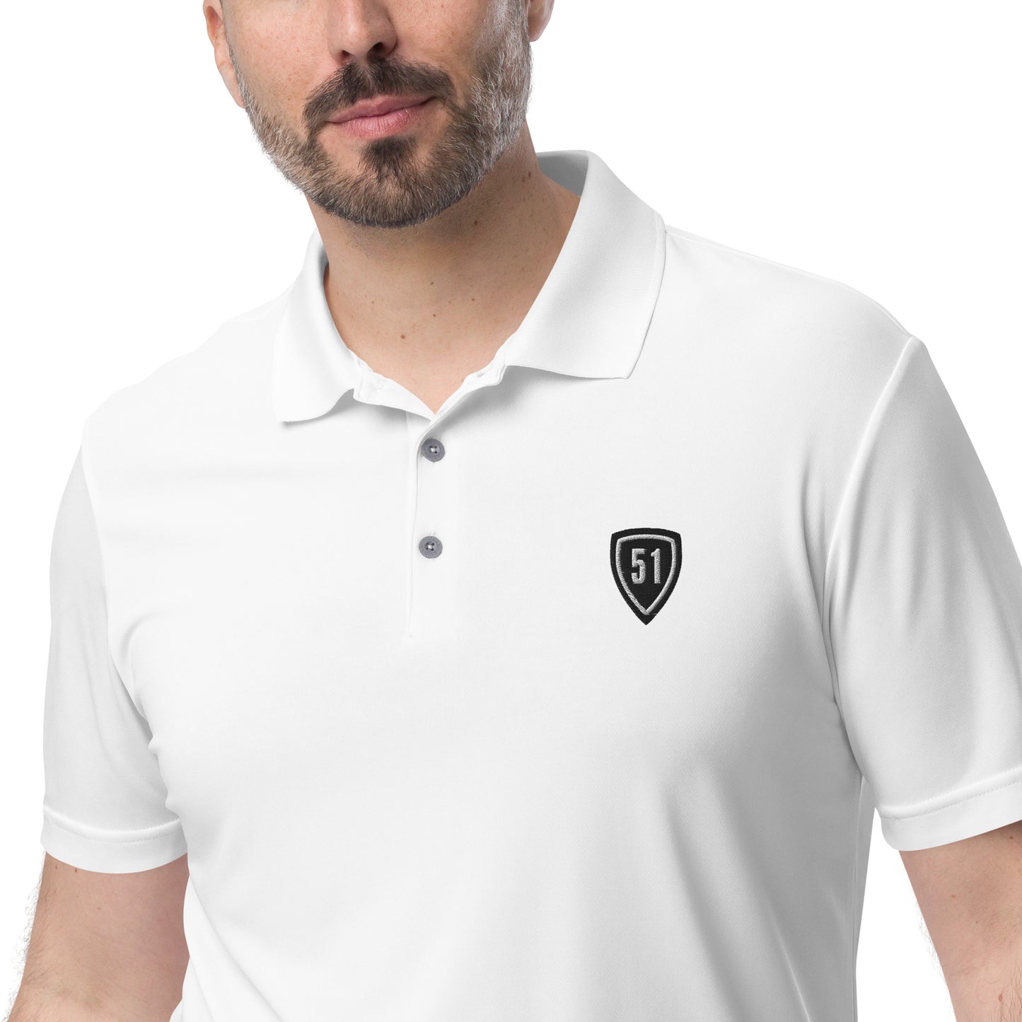 Black/White Shield 51 Logo Adidas performance polo shirt