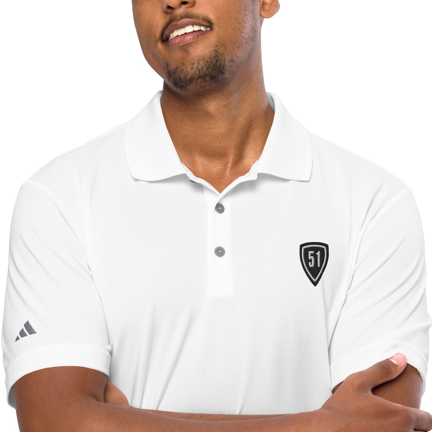 Black/White Shield 51 Logo Adidas performance polo shirt