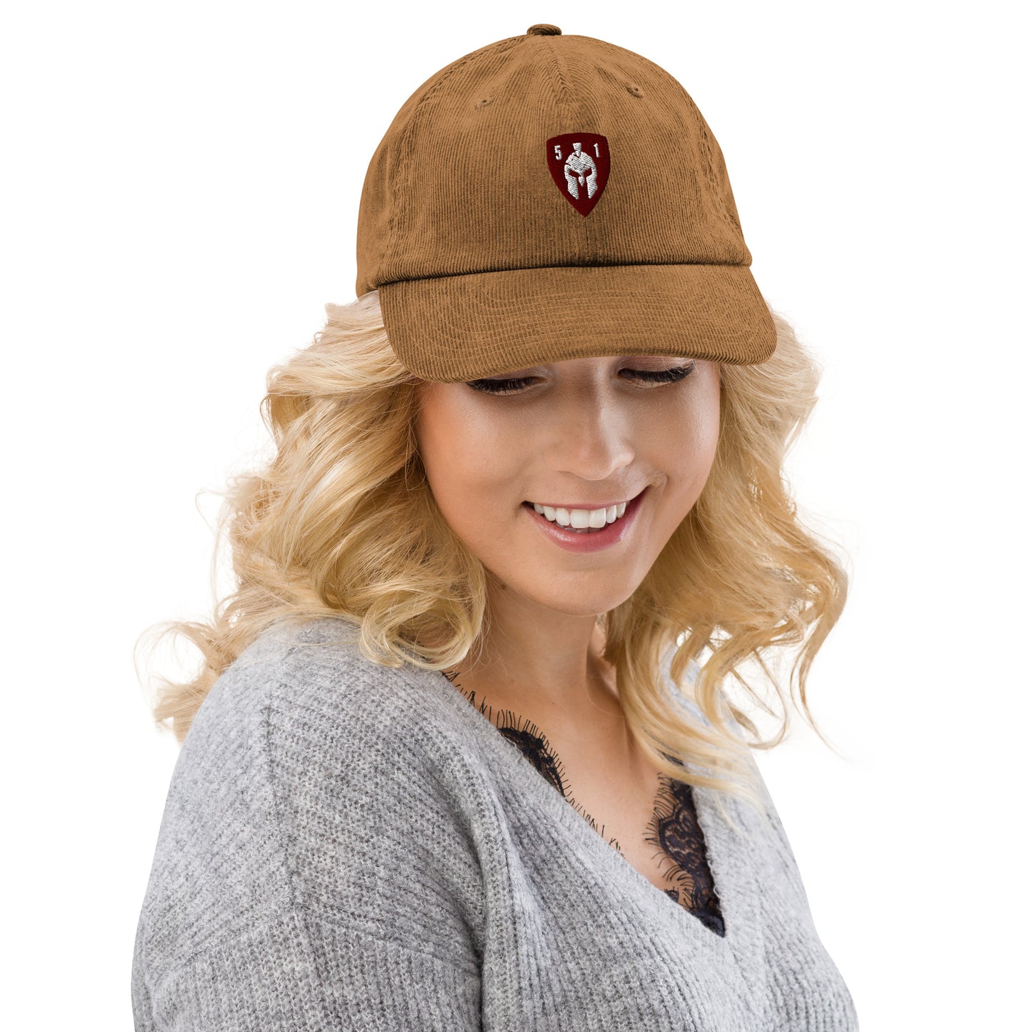 Red Spartan Shield 51 Corduroy hat