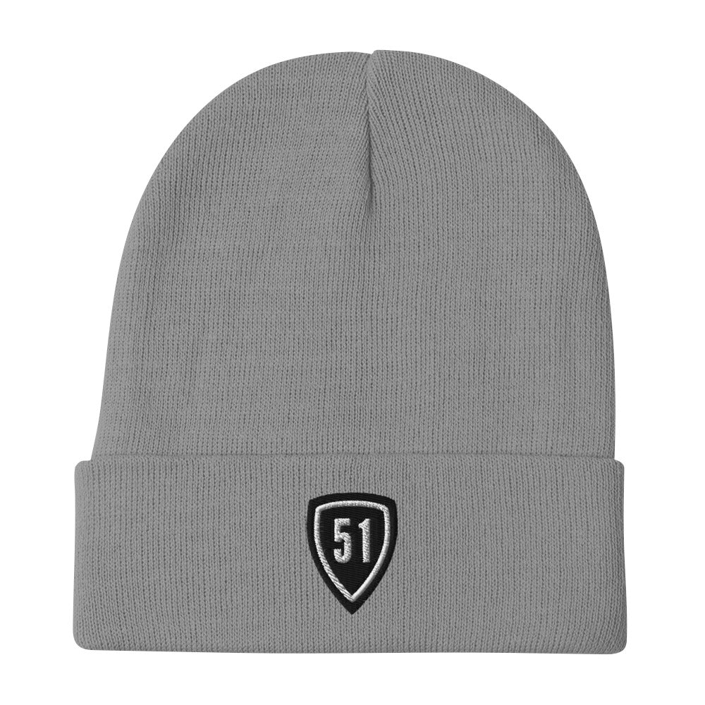 Black Shield 51 Embroidered Beanie