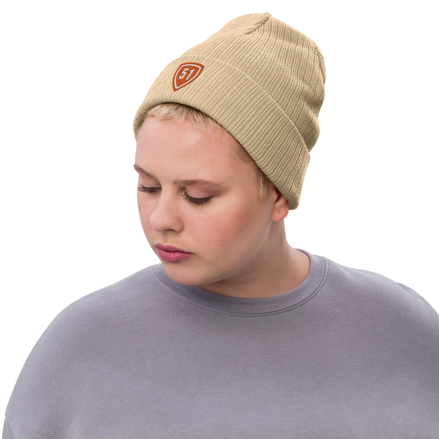 Orange Shield 51 Ribbed knit beanie