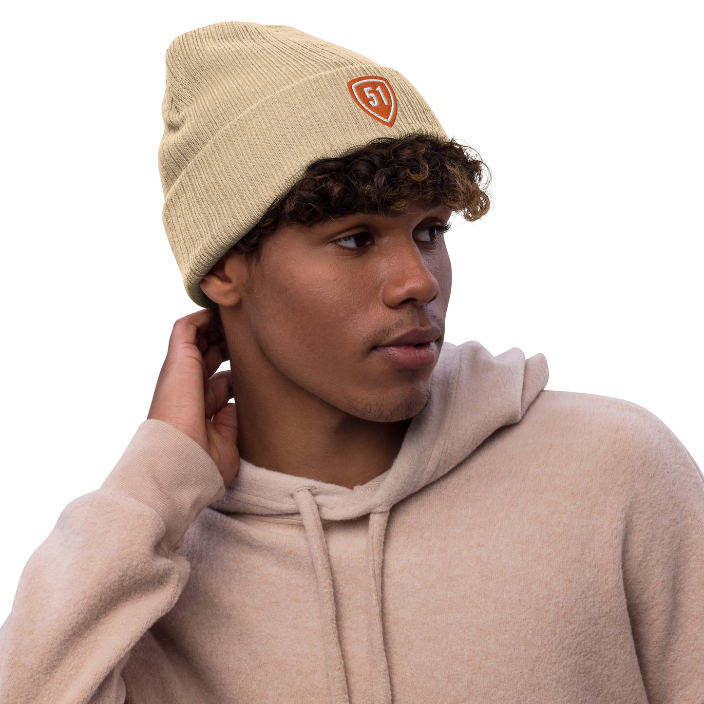 Orange Shield 51 Ribbed knit beanie