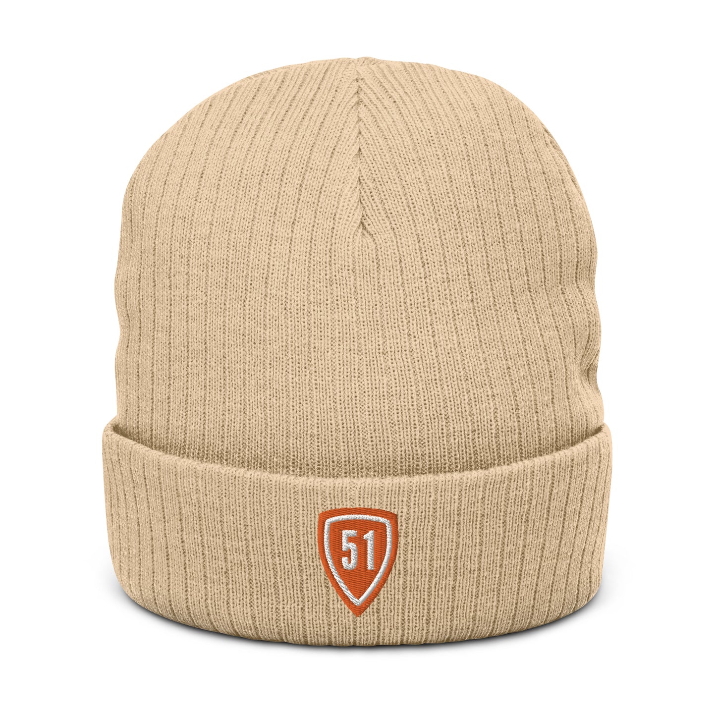 Orange Shield 51 Ribbed knit beanie