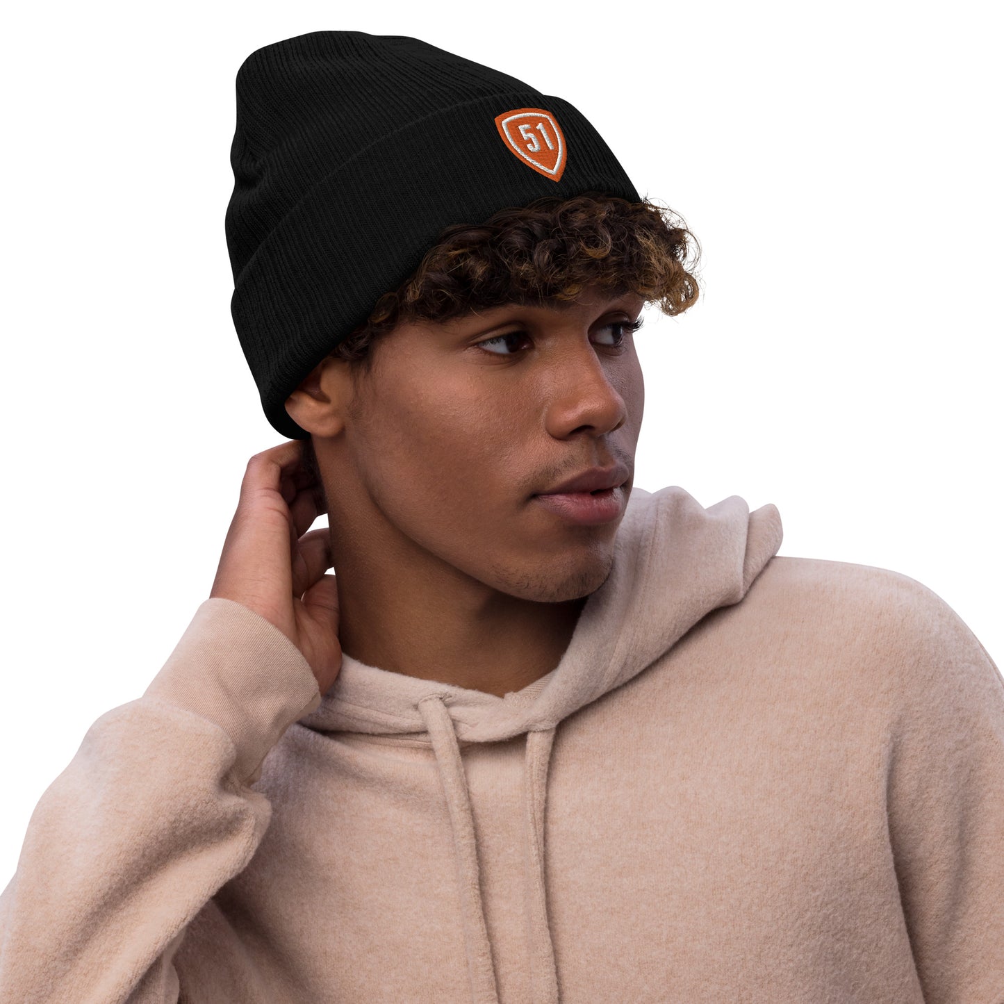 Orange Shield 51 Ribbed knit beanie