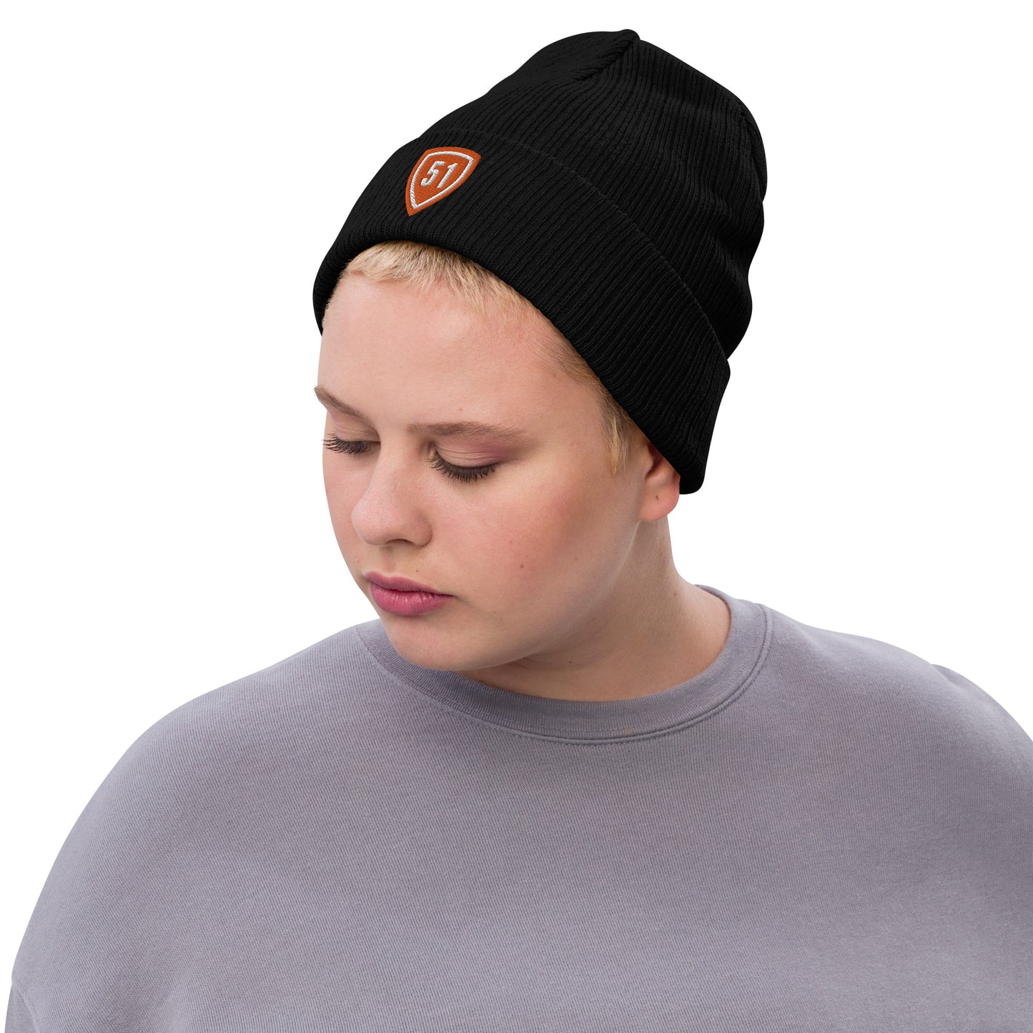 Orange Shield 51 Ribbed knit beanie