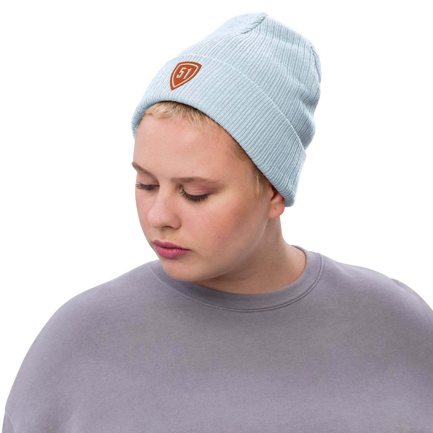 Orange Shield 51 Ribbed knit beanie