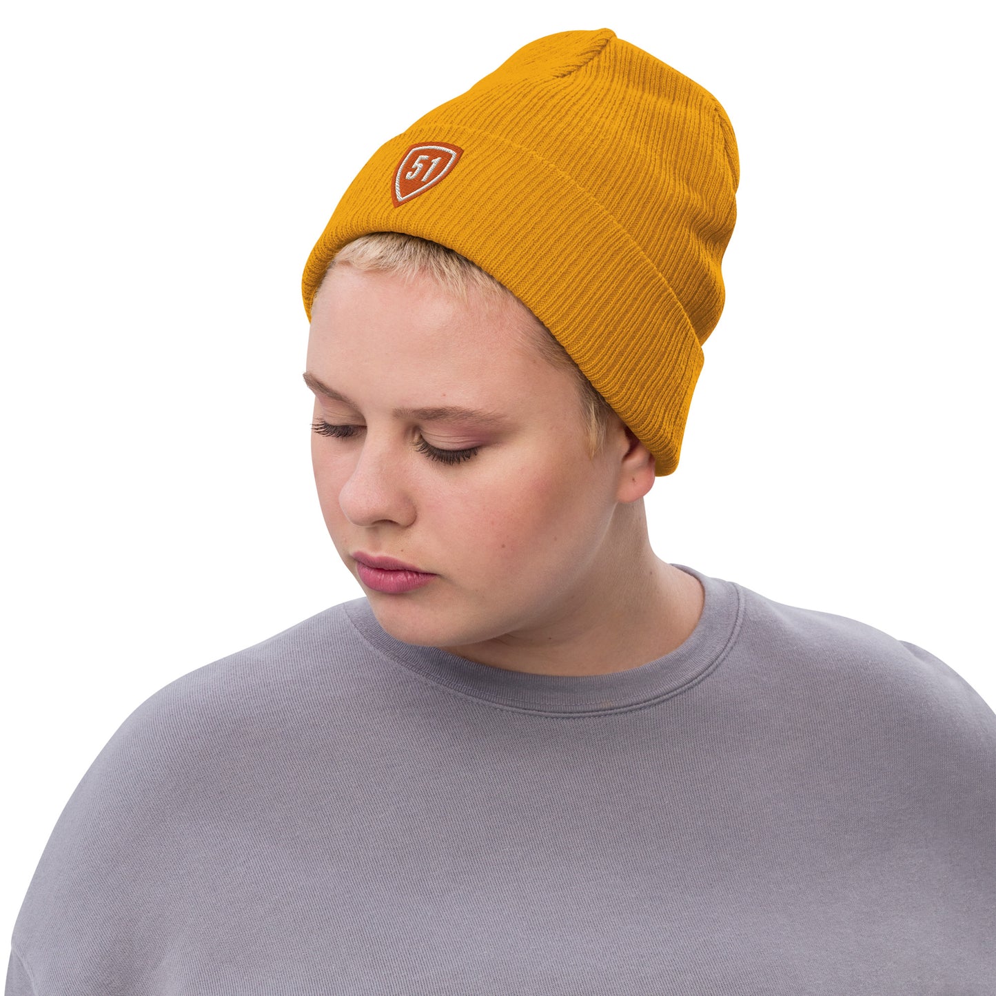 Orange Shield 51 Ribbed knit beanie