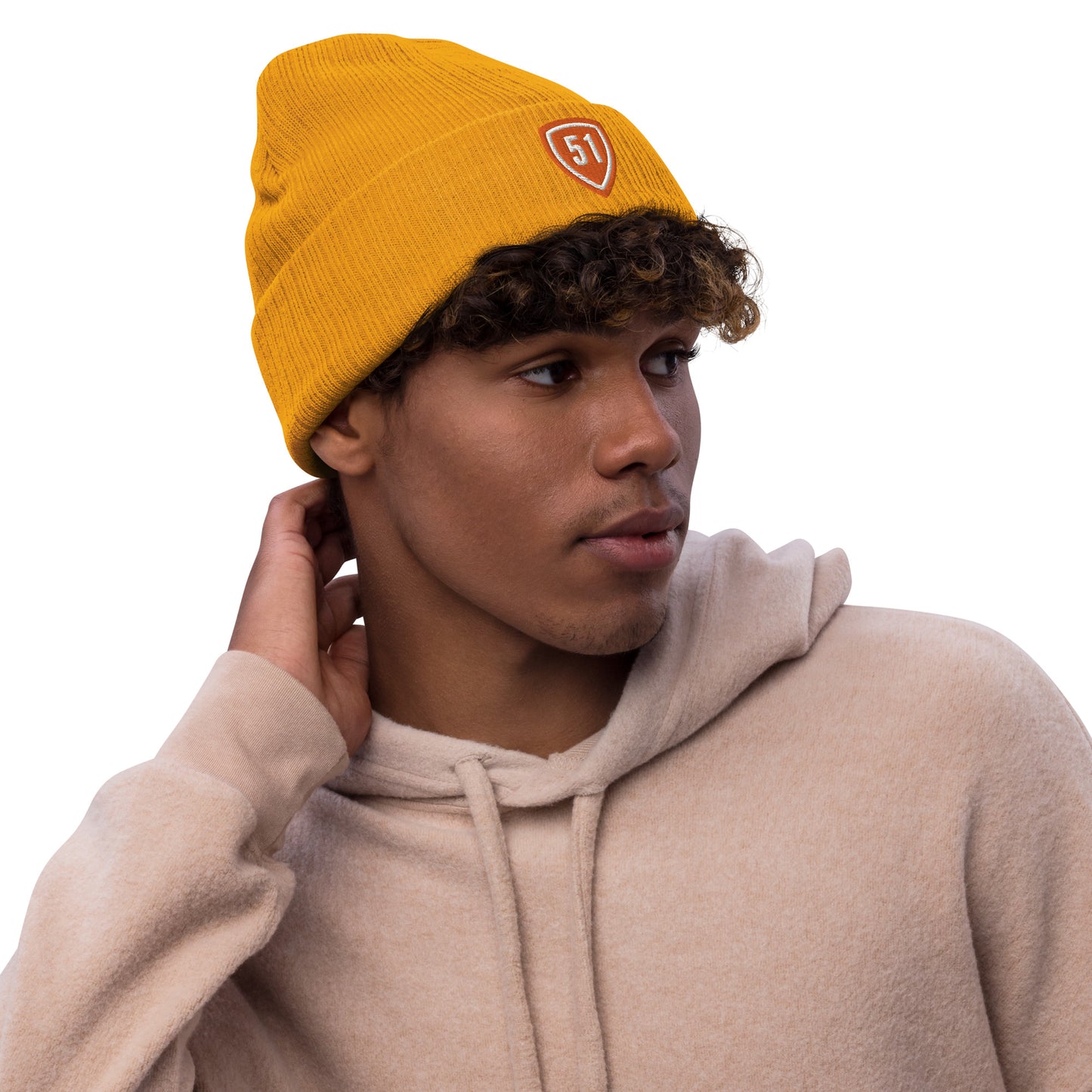 Orange Shield 51 Ribbed knit beanie