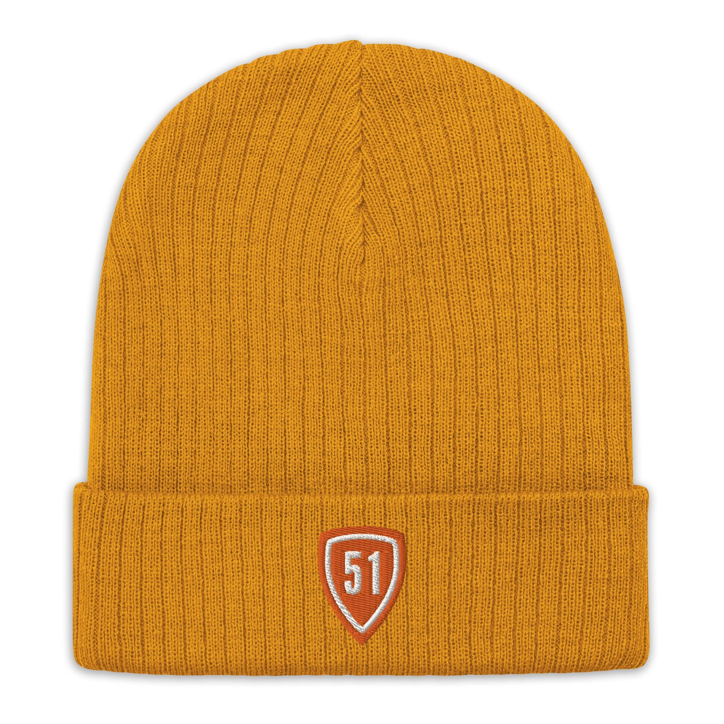 Orange Shield 51 Ribbed knit beanie