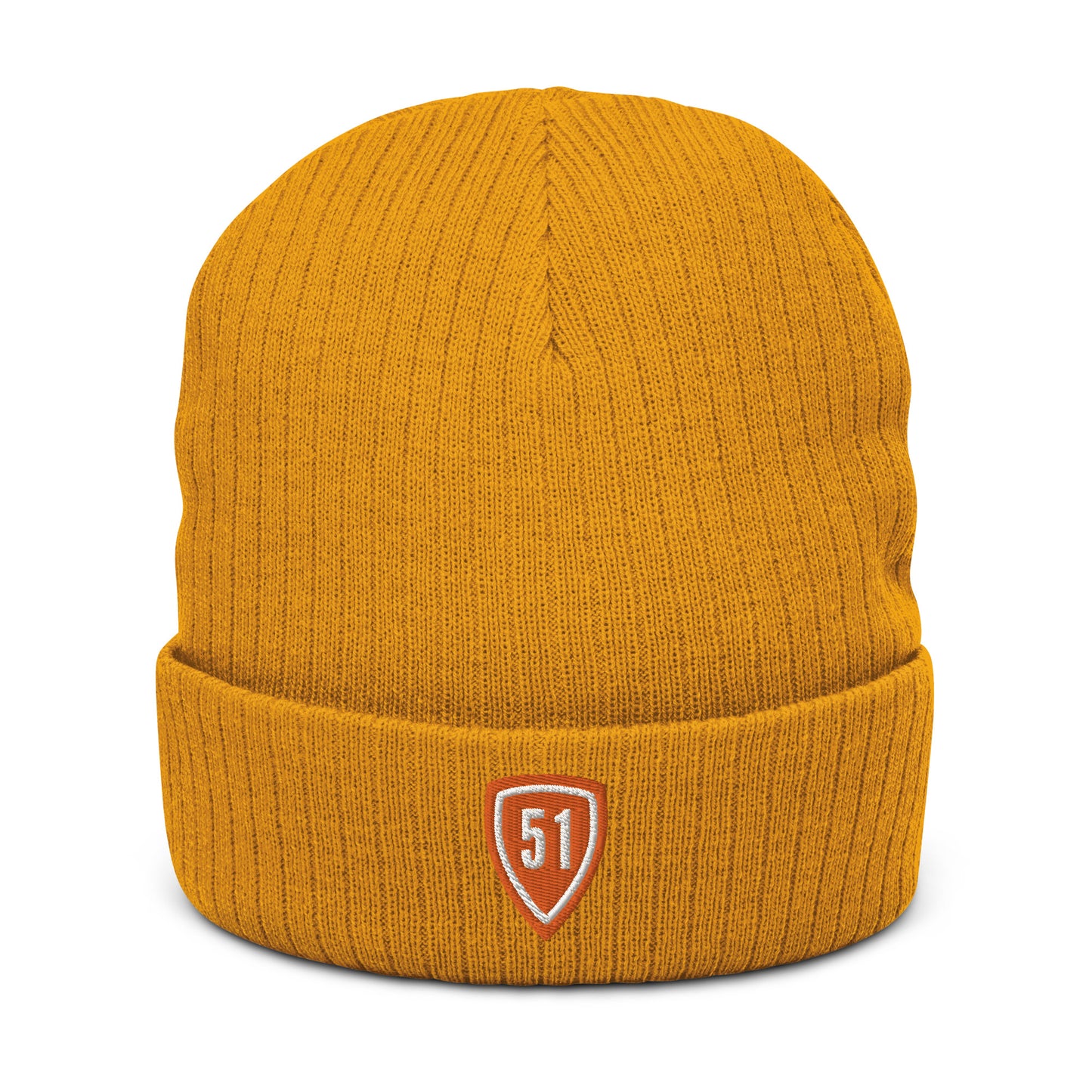 Orange Shield 51 Ribbed knit beanie