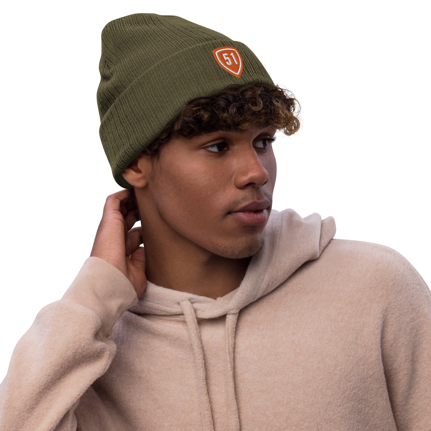 Orange Shield 51 Ribbed knit beanie